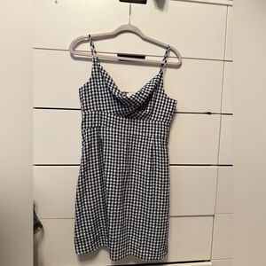 LOFT Black and White Gingham Mini Dress